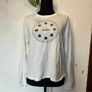 Hollister White Moon Phases Long Sleeve Graphic Tee